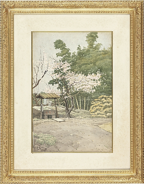 Artwork by Kokki Miyake, Cherry blossoms in spring, Made of watercolor on paper, paper
