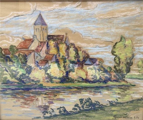 Village by the river by Armand Guillaumin II