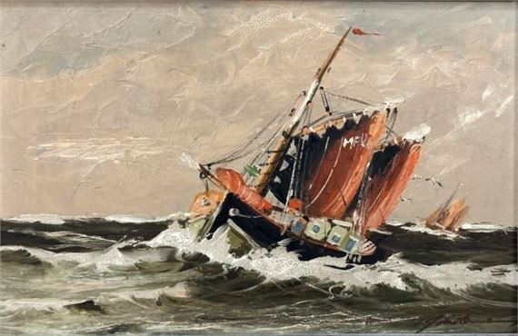 Hamburg - Finkenwerder, Fischerboot auf hoher See by Rolf Mindermann