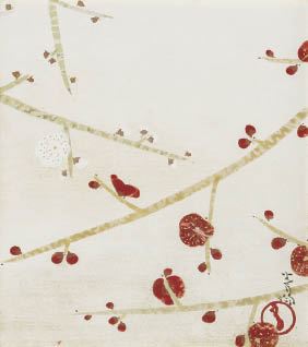 Red and white plum blossoms - Seison Maeda