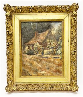 cottage with sunflowers - Charles Wellington Furlong