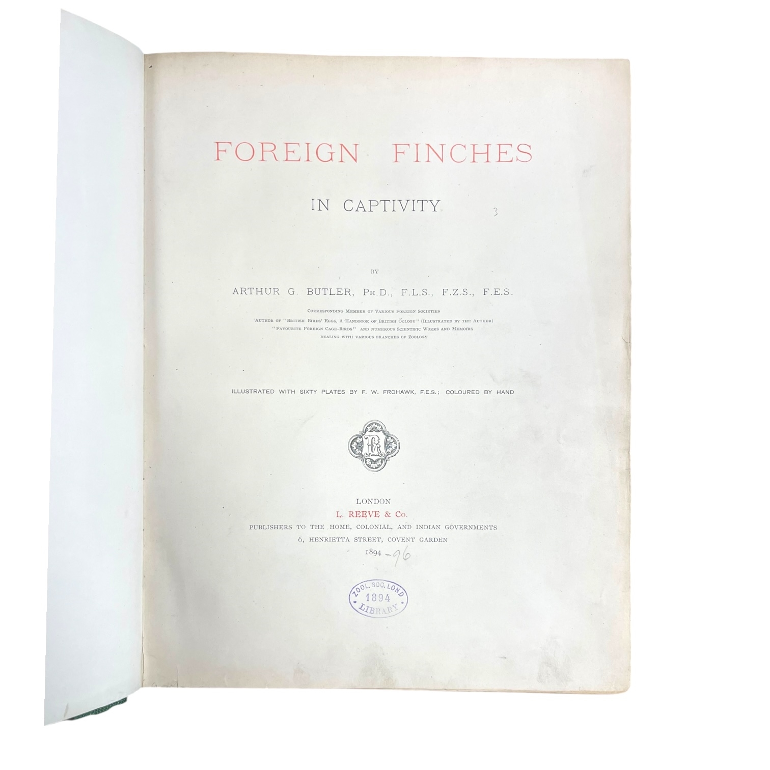 Artwork by Frederick William Frohawk, Arthur G. Butler, Foreign Finches in Captivity, Made of Hand-Coloured Lithographed Plates