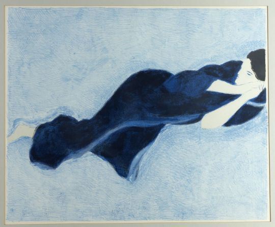 Liegende Frau in Blau - Pierre Boncompain