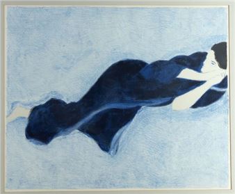 Liegende Frau in Blau - Pierre Boncompain