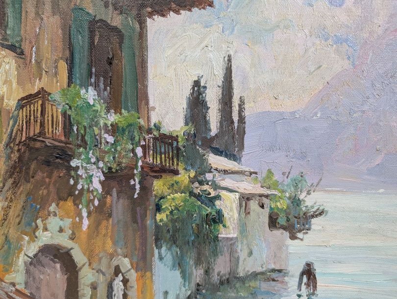 Artwork by Leo Fontan, Escape on Lake Como, Made of Oil On Canvas