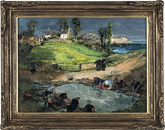 Artwork by Kamesuke Hiraga, Laundry in Douarnenez Pommard, Made of oil on canvas