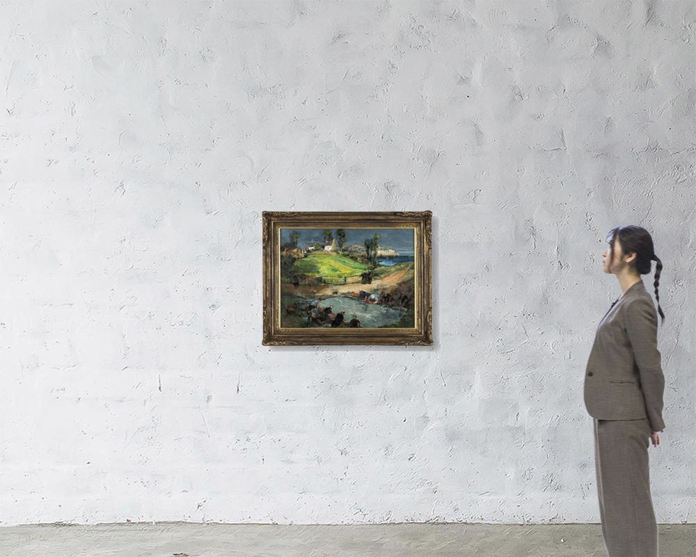 Artwork by Kamesuke Hiraga, Laundry in Douarnenez Pommard, Made of oil on canvas