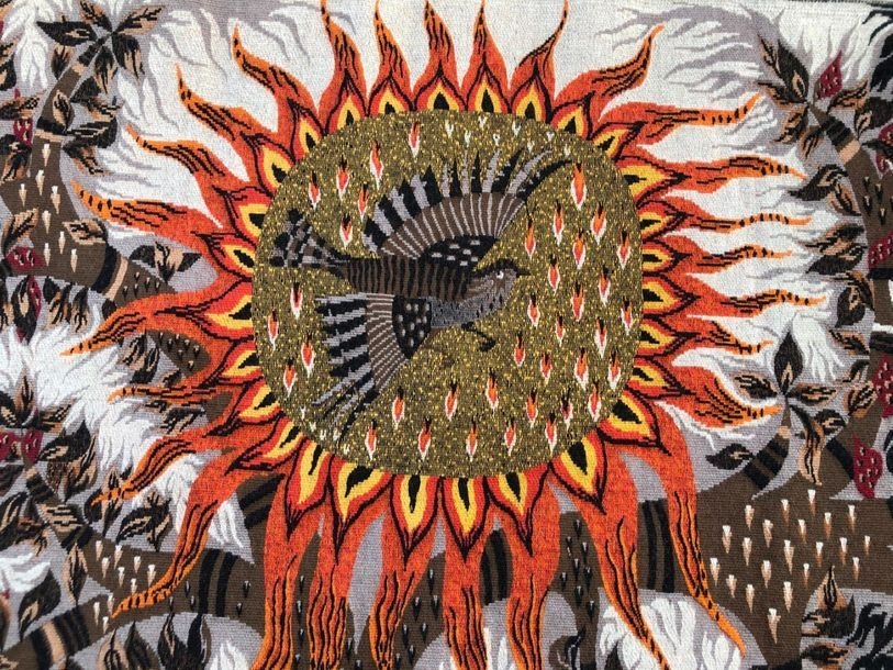 Artwork by Michèle Ray, Day and Night, Made of Large printed mechanical tapestry