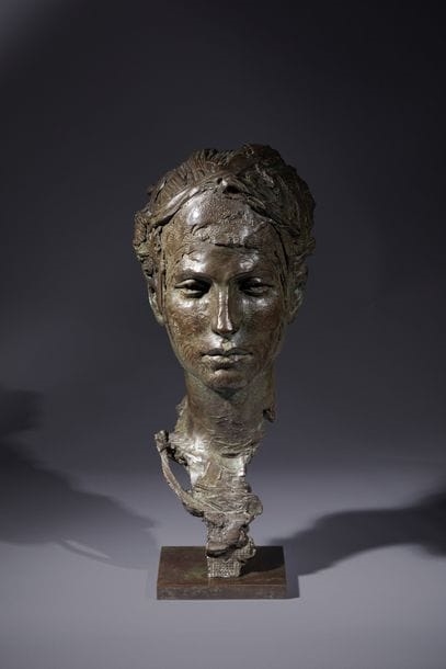 Artwork by Christophe Charbonnel, Young woman's head, Made of Bronze