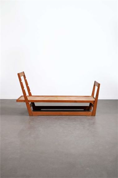 Cherry wood reclining bench by Maurice Pre