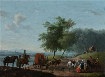 Hussars and their families following the troop route - Jean Duplessis-Bertaux