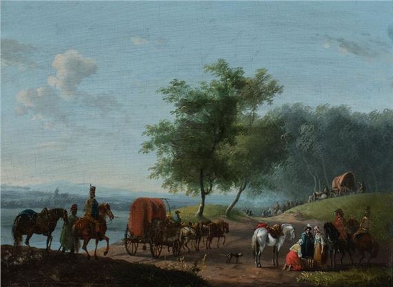 Hussars and their families following the troop route - Jean Duplessis-Bertaux