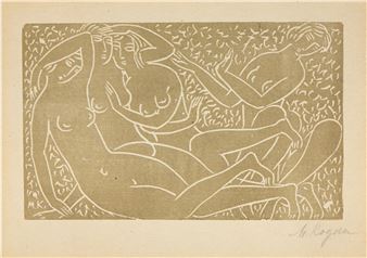 Vier weibliche Akte mit ornamentalem Hintergrund - Moissey Kogan