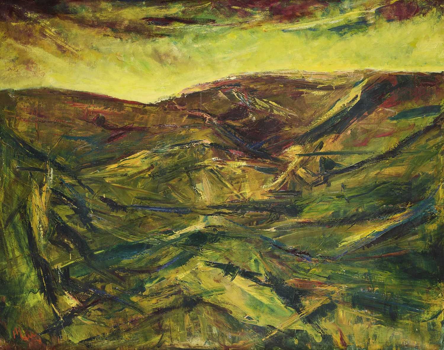 Artwork by Leslie Marr, LANDSCAPE NEAR LLANARMON DYFFRYN CEIRIOG, WALES, Made of Oil On Canvas