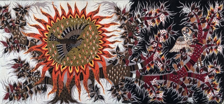 Artwork by Michèle Ray, Day and Night, Made of Large printed mechanical tapestry