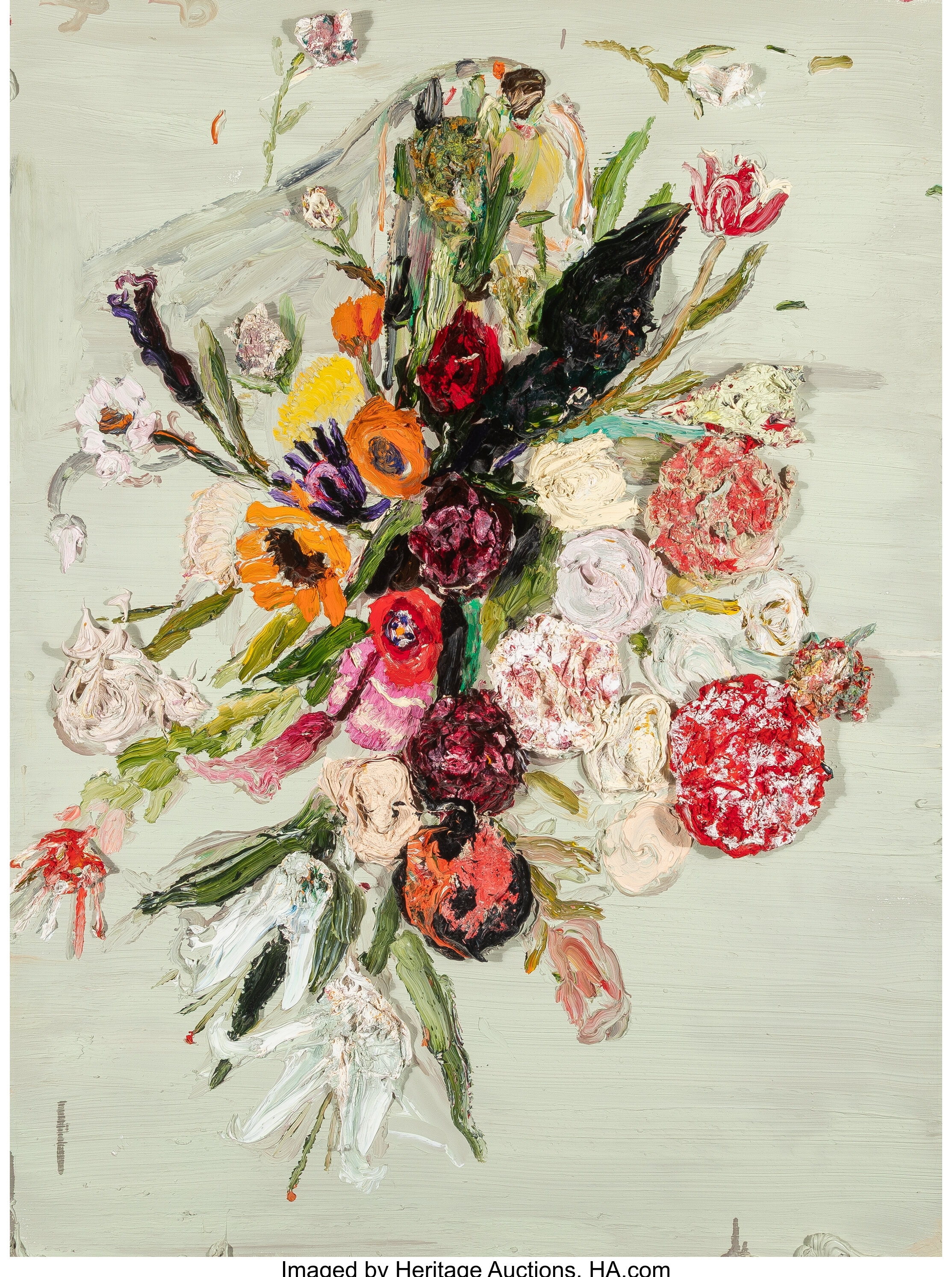 Artwork by Allison Schulnik, Flowers for Hobo #6, Made of Oil on canvas