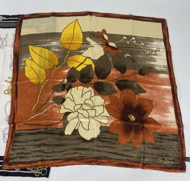 Artwork by Pierre Baccara, Two printed silk squares, Made of Silk