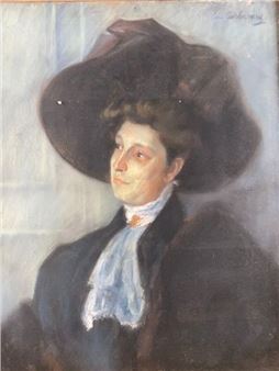 Portrait of a woman with a hat - Edmond de Vernizy
