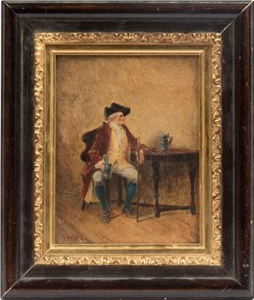 Portrait eines Mannes beim Bier trinken - Hermann Vogler