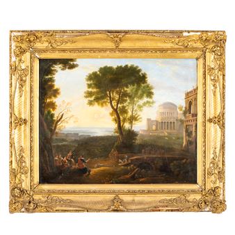 Veduta ideale della campagna romana con processione verso il tempio di Apollo a Delfi - Giuseppe Candida Molfetta