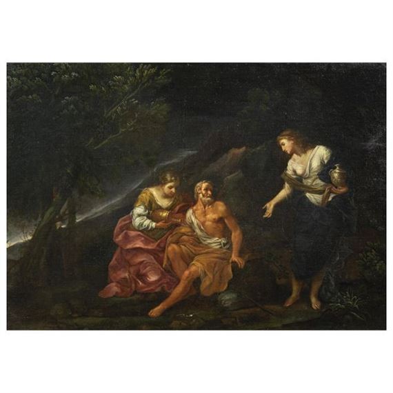 LOT AND HIS DAUGHTERS by Roman School, 17th Century, 17th century