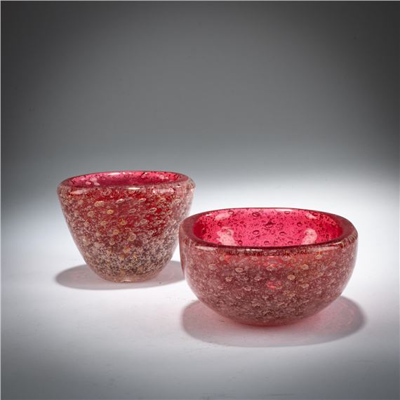 Two bowls 'Sommerso a bollicine by Carlo Scarpa, around 1935
