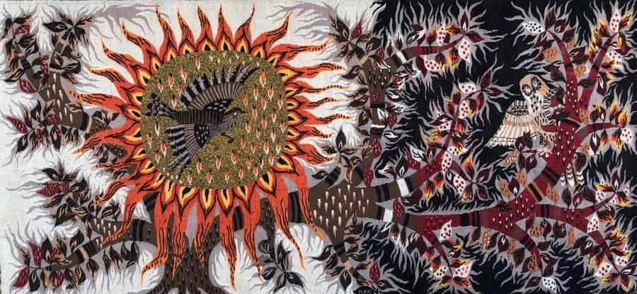 Artwork by Michèle Ray, Day and Night, Made of Large printed mechanical tapestry