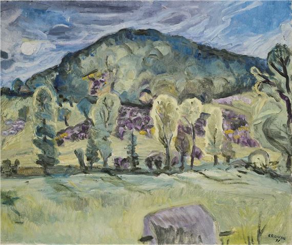 TREES IN A HILLY LANDSCAPE, FRANCE by Hugh Cronyn, 1971