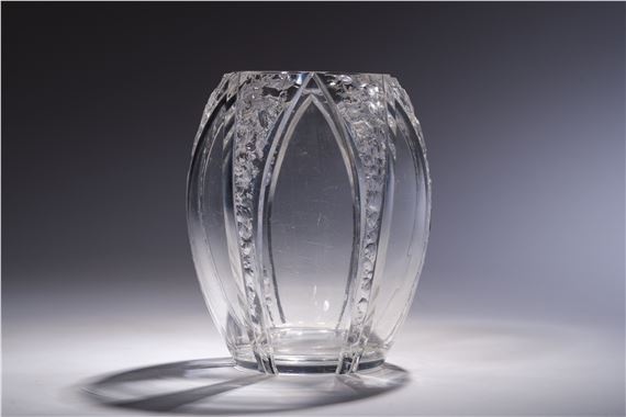 A Rare French Crystal Art Deco Vase Finished with the Burin - Auguste Houillon
