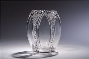 A Rare French Crystal Art Deco Vase Finished with the Burin - Auguste Houillon