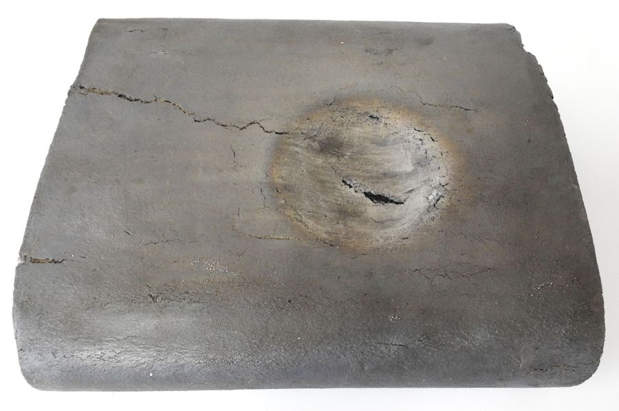 Artwork by Gisèle Buthod-Garçon, Raku bowl and frame, multicolored interior on white background, Made of Raku