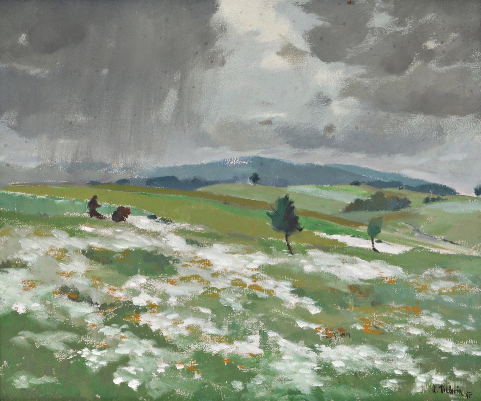 Artwork by Antonín Viktorín, První sníh, Made of Olej Na Překližce