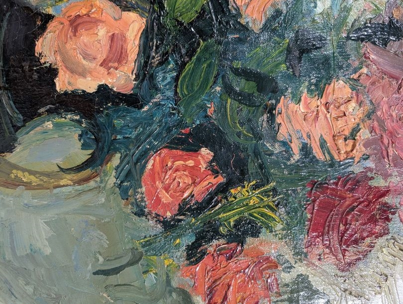 Artwork by Gabriel Dauchot, Bouquet de roses, Made of Oil On Canvas
