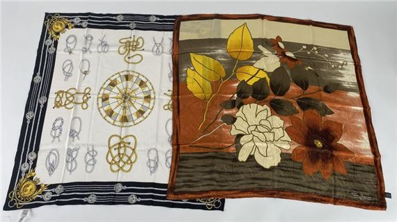 Two printed silk squares - Pierre Baccara