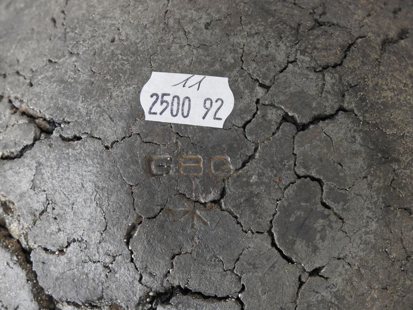 Artwork by Gisèle Buthod-Garçon, Raku bowl and frame, multicolored interior on white background, Made of Raku
