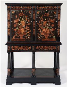 Exquisite Dutch Marquetry Cabinet on Frame - Jan van Meekeren