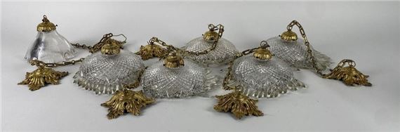 Five molded and cut crystal pendants with gilt bronze mounts - Val Saint Lambert