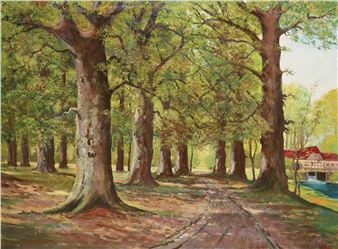 Flusslandschaft mit Mühle u. Waldweg - Walter Heuberger