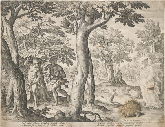 Adam und Eva verstecken sich vor Gott nach de Vos - Jan Sadeler I