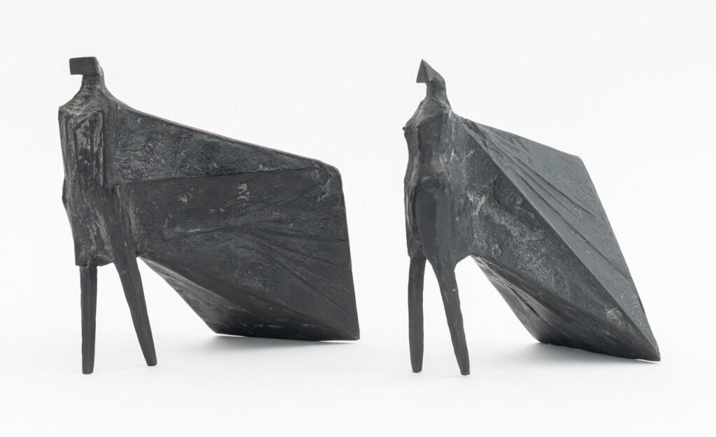 Artwork by Lynn Chadwick, Pair of Cloaked Figures II, Made of Patinated Bronze