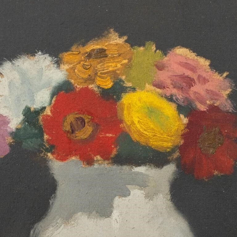 Artwork by Robert Kulicke, Flowers, Made of Oil On Board
