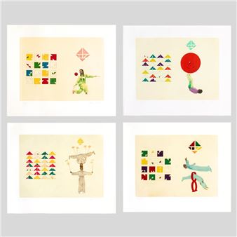 4-Piece &quot;Permutation Series&quot;  &quot;Parasol&quot;, &quot;Plates&quot;, &quot;Hoops&quot;, and &quot;Yo-Yo&quot;. - Hung Liu