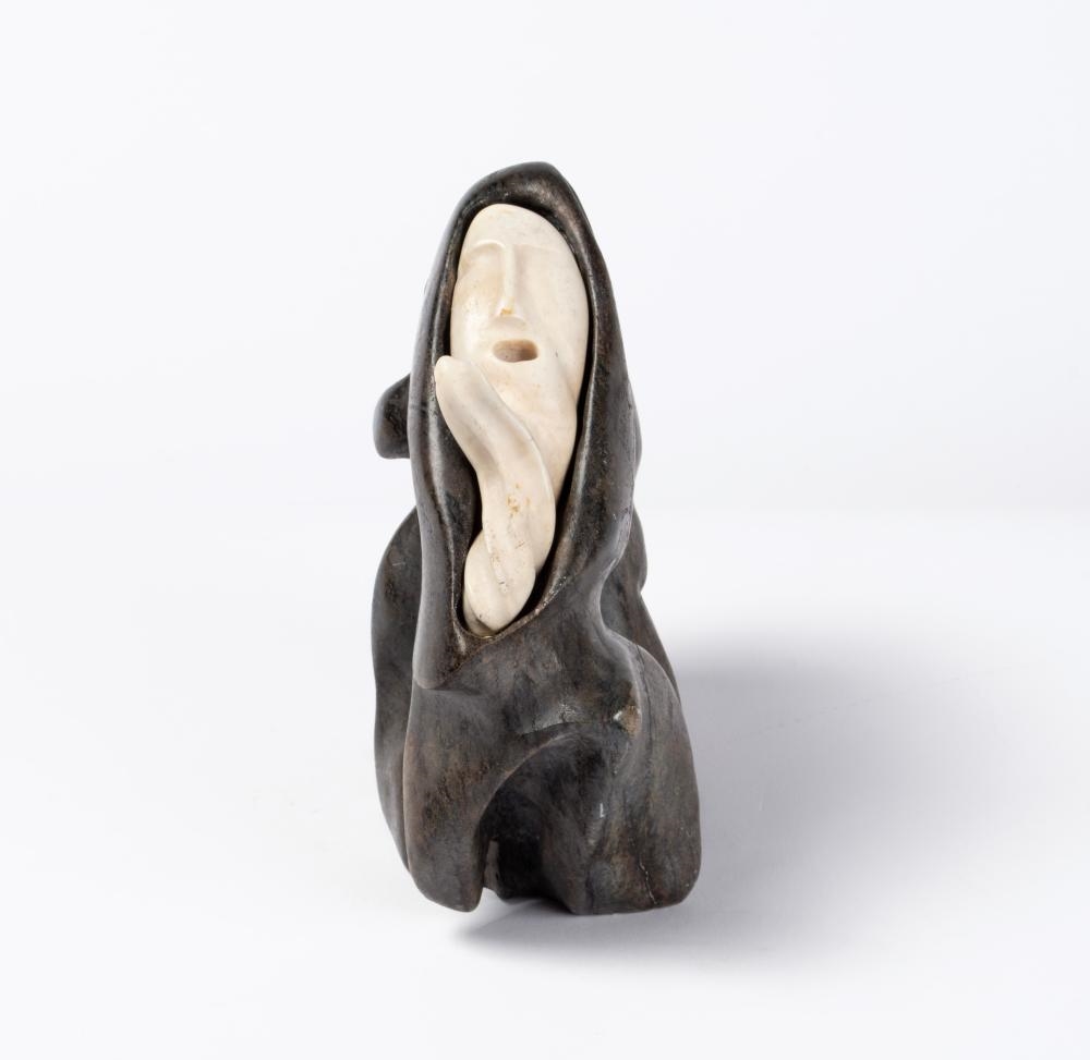 Artwork by Alex Alikashuak, Faces, Made of Stone And Bone