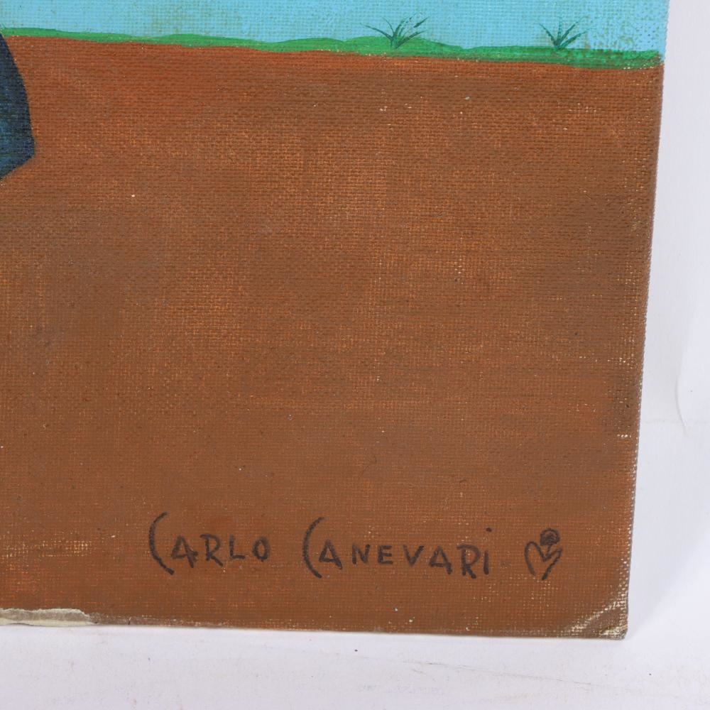 Artwork by Carlo Canevari, Untitled, two figures, Cardinal and Nun with Balloons, Made of Oil On Board