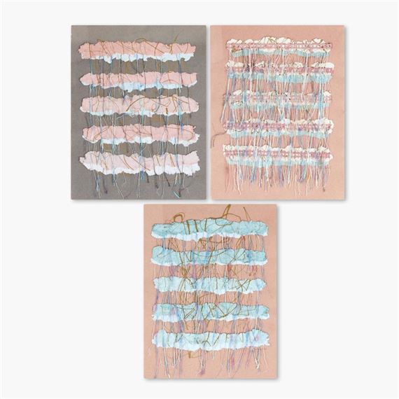Bill Lyman | Triptych Paper and Yarn Artwork (1985) | MutualArt