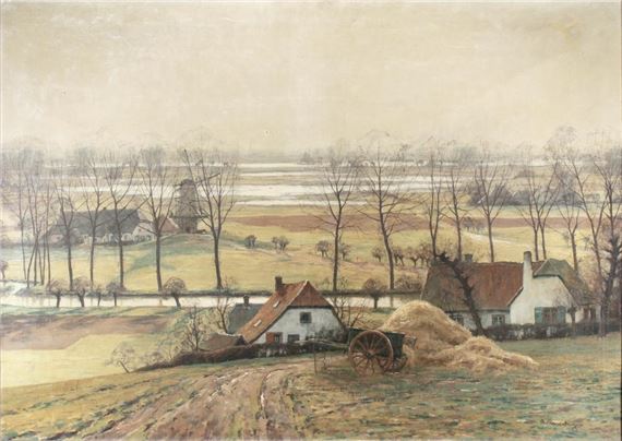 Landscape with view of village - Alfred Rasenberger