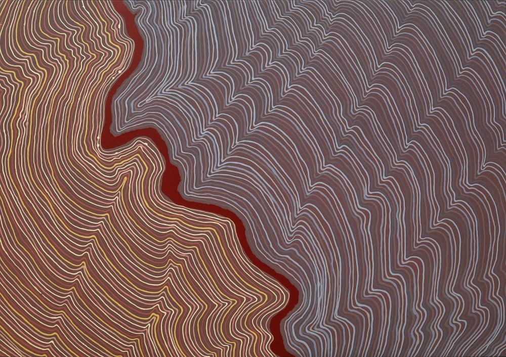 Artwork by Robby Wirramanda, Walpa- Walking on Country, Made of Acrylic On Linen