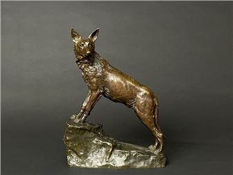 Wolf dog on a rock - Marius Joseph Sain