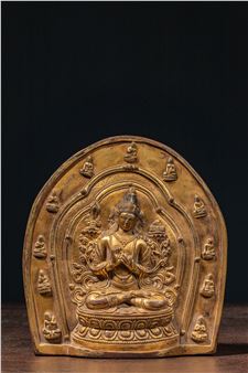 Gilt Tsa Tsa Mold depicting Manjusri - Mongolian School, 18th Century