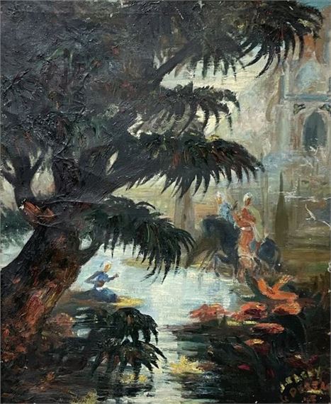 Rider at the water's edge by Jean Raffy le Persan, 1947